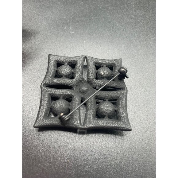 Black and Clear Rhinestones Brooch Maltese Cross Square Vintage Beauty - Picture 5 of 7
